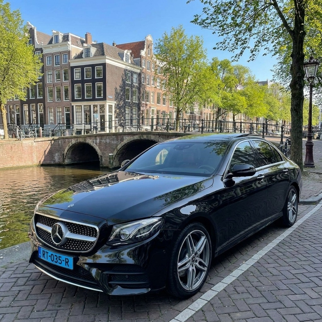 Luxe Mercedes sedan — taxi Amsterdam voor 1 tot 4 personen, zakelijk vervoer en Schiphol transfers